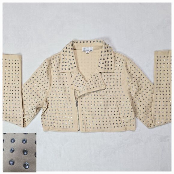 🌿Y2K Jacket,  "Hot & Delicious" Rhinestone Cropped jacket size Medium. - Picture 1 of 16